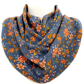 Antraciet med orange blomstermønster