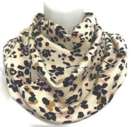 Off-white tørklæde med sorte blomster