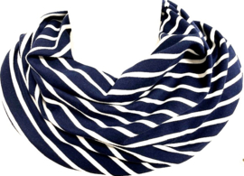 Marineblåt tørklæde med hvide striber