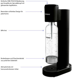 SodaPop Cooper Pro zwart – sodamaker incl. 850 ml PET-fles