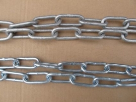 Hot dipped and electro galvanised chain 6 mm long link chain