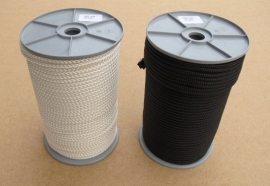 Polyester gevlochten touw 5 mm wit en zwart