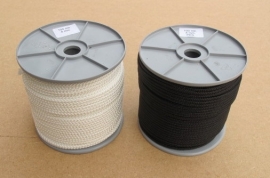 Polyester gevlochten touw 4 mm wit en zwart