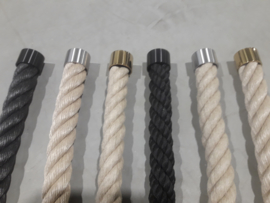 Einddoppen  voor trapleuning touw - RVS - Messing - Zwart