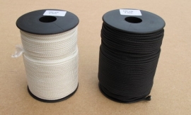 Polyester gevlochten touw 3 mm wit en zwart