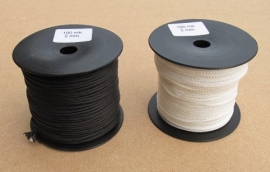 Polyester gevlochten touw 2 mm wit en zwart