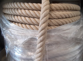 Hemp natural rope 41 mm 4 strand beaten