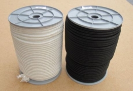 Polyester gevlochten touw 6 mm wit en zwart