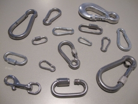 Stainless steel and galvanised carabiners