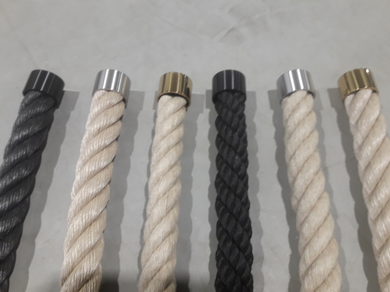 Einddoppen voor trapleuning touw - RVS Messing Zwart | touw met toebehoren | Touw en staalkabelhandel J.E.Staal