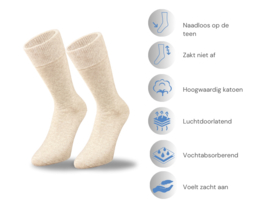 6 paar SQOTTON® Katoenen sokken - Naadloos - Beige-mix