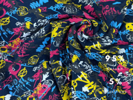 Boxershort - SQOTTON® - Graffiti - Marineblauw