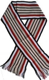 Sjaal  zwart wit ecru rood streep