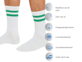 3 paar Naadloze herensokken met strepen - Wit/Groen