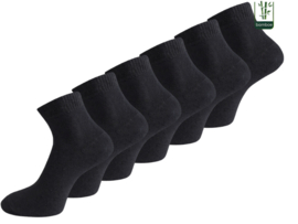 6 paar Naadloze Bamboe Quartersokken - Zwart