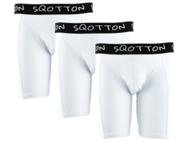 3-Pack SQOTTON® boxershort - lange pijp - Wit