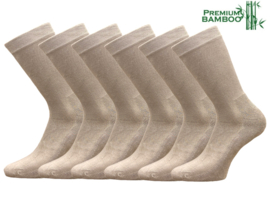 6 paar Badstof sokken - Bamboe - Wandelsokken - Naadloos - Ecru