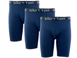 3-Pack SQOTTON® boxershort - Extra lange pijp - Marineblauw