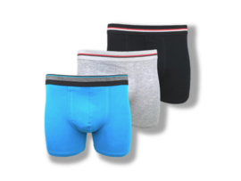 3 stuks Basic Boxershorts - Katoen - Zwart-Blauw-Grijs