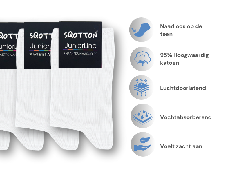 5 paar Kindersokken - Katoen - SQOTTON® - Wit