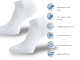 SQOTTON® Badstof Sneakersokken - Naadloos - Wit