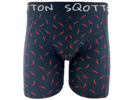 Boxershort - SQOTTON® - Chili Peppers - Zwart