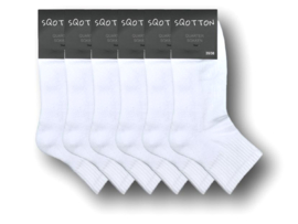 6 paar Badstof Quarter Sneakersokken - SQOTTON® - Wit