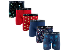 Heren boxershorts - SQOTTON® - 6 stuks - Scribble/Stars