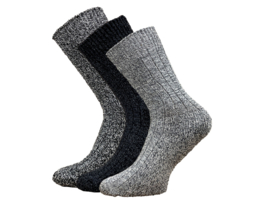 3 paar Noorse wollen sokken -  Zwart/Grijs mix