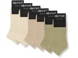 6 paar Katoenen dames sneakersokken - Naadloze sokken - Botanic mix
