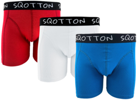 Heren boxershorts - SQOTTON® - 3 stuks - Rood/Wit/Blauw