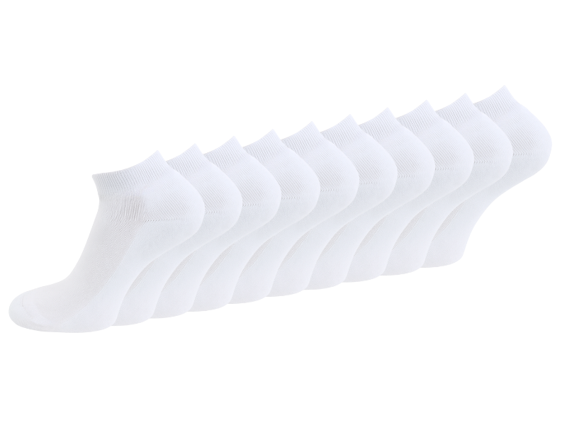 10 paar Badstof Sneakersokken - Extra gevoerd - Naadloos - SQOTTON® - Wit