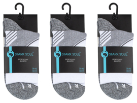 3 paar Quarter sportsokken met support zones - Wit