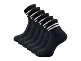 6 paar Quarter Sneakersokken - SQOTTON® - Zwart-Wit Gestreept