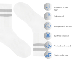 3 paar Naadloze damessokken met strepen - Wit/Zwart