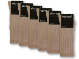 6 paar Katoenen damessokken - Naadloze sokken - Cappuccino