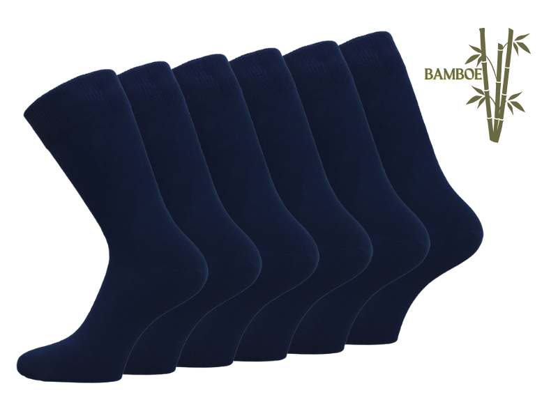 6 paar SQOTTON® Bamboe sokken - Naadloos - Marineblauw