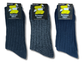 3 paar Noorse wollen sokken - Antraciet/Grijs/Marineblauw