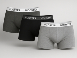 3-Pack WOOSTER® Heren Boxershorts - Zwart-Grijs-Antraciet