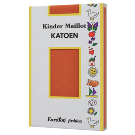 Dunne Katoenen Meisjesmaillot - Kindermaillot - Paprika/Oranje