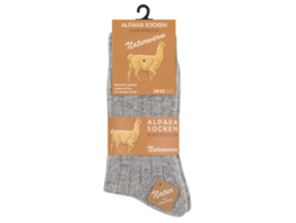 2 paar Wollen sokken met Alpacawol - Fijn gebreid - Unisex - Grijs-Beige