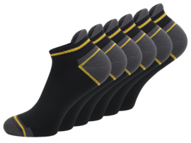 6 paar SQOTTON® Lage Werksokken - Met Badstofvoering en Lipje - Naadloos - Zwart