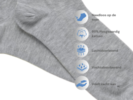 12 paar Katoenen sneakersokken - Naadloos - Grijs