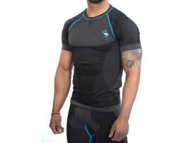 Performance heren sportset - sportshirt met korte mouwen - korte broek - Zwart/Grijs