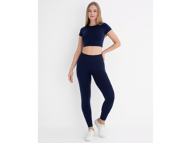 Dames Sport Crop Top - Korte Mouwen - WOOSTER® - Donkerblauw