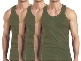 3 stuks onderhemd - SQOTTON® - 100% katoen - Legergroen