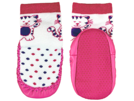 Baby Slofjes - Meisjes Pantoffels - Katjes - Roze/Ecru