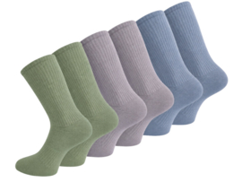 6 paar Katoenen damessokken - Naadloze sokken - Groen/Zacht Grijs/Blauw