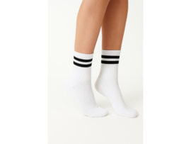 3 paar Naadloze damessokken met strepen - Wit/Zwart