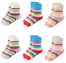 6 paar Meisjes Babysokken - Anti-slip - Gestreept